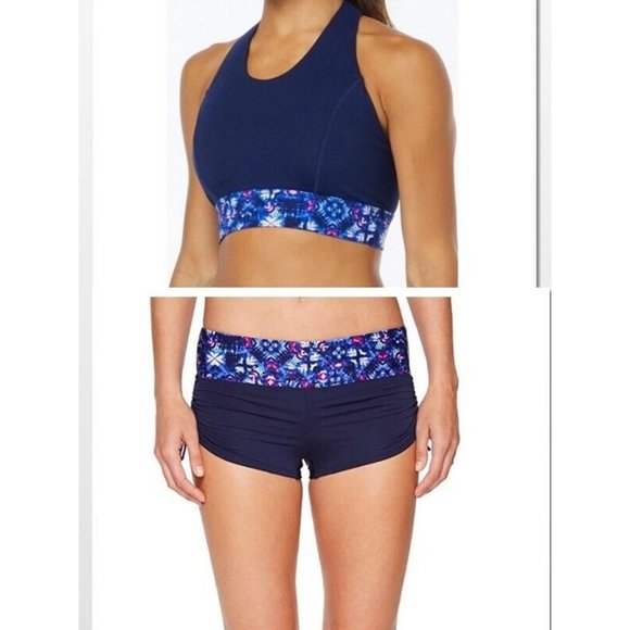 TYR 2pc Santa Cruz Jade Top & Della Boyshort Swimsuit Navy Size Small 4/6 - $75 - Picture 2 of 10
